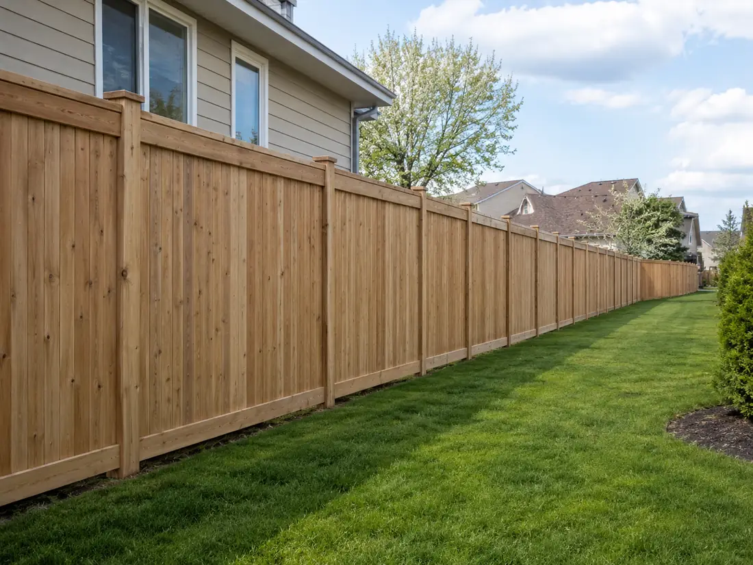 Cedar privacy fence installation