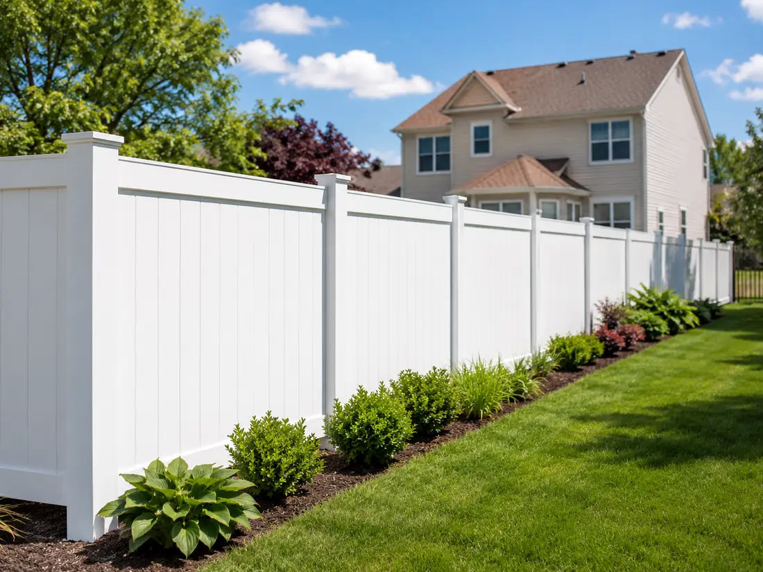 White vinyl privacy fence